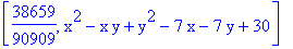 [38659/90909, x^2-x*y+y^2-7*x-7*y+30]